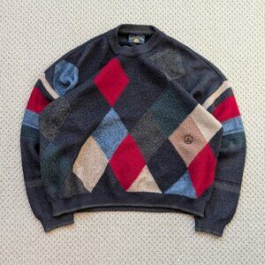 Navigare Merino Wool Sweater Made in Italy Argyle Small